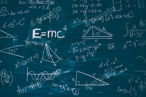 Preview: Blackboard with math lesson written on it