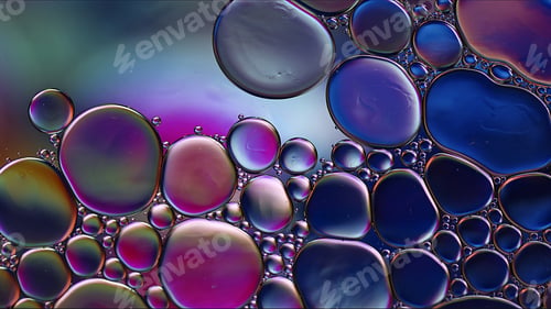 Preview: Abstract Colorful Food Oil Drops Bubbles and spheres Flowing on Water Surface