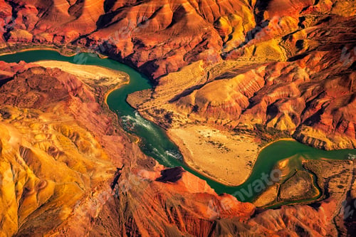 Preview: Aerial landscape view of Colorado river in Grand canyon, USA