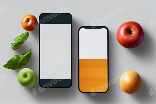Preview: The mobile phone with a blank screen mock-up for dieting apps