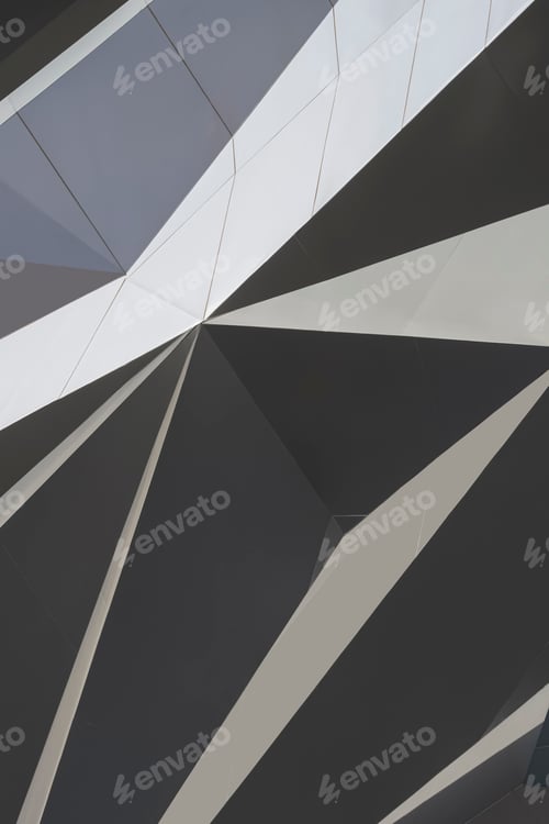 Preview: Geometric pattern of decorative aluminum composite tiles wall with light and shadow on surface