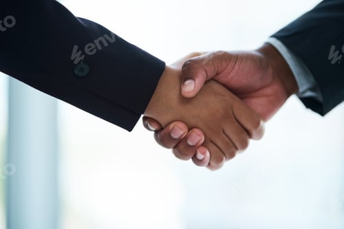 Preview: Cropped shot of two unrecognizable businesspeople shaking hands in an office