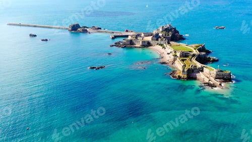 Preview: Aerial view of Jersey island country - the largest of the Channel Islands
