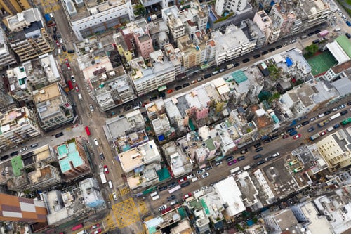 Preview: To Kwa Wan, Hong Kong 03 April 2019: Top down view of Hong Kong city