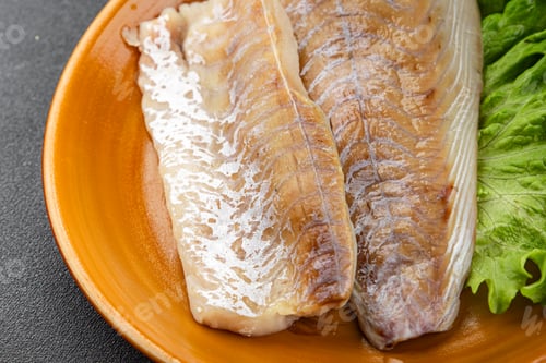 Preview: white fish fillet raw seafood fresh tasty food dish delicious gourmet food background on the table