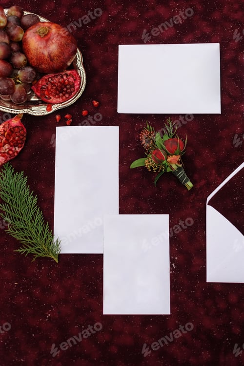 Preview: Wedding winter printing on a red background.