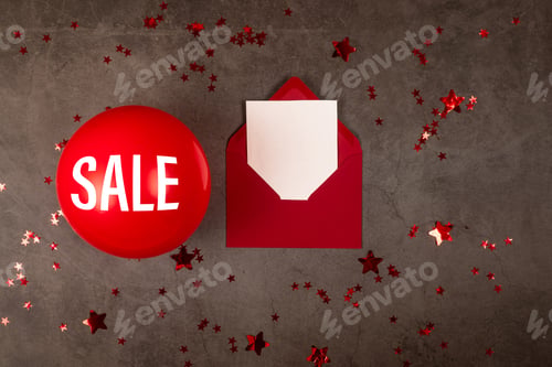 Preview: Big sale bacground with red balloons on black, Get ready for Black Friday sales!