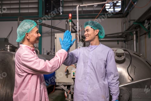Preview: Worker Checking quality or checking stock of glass bottle in beverage factory.