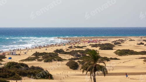 Preview: Mass tourism at the beach of Playa del Ingles in Gran Canaria