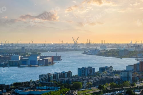 Preview: View of Rotterdam port and Nieuwe Maas river