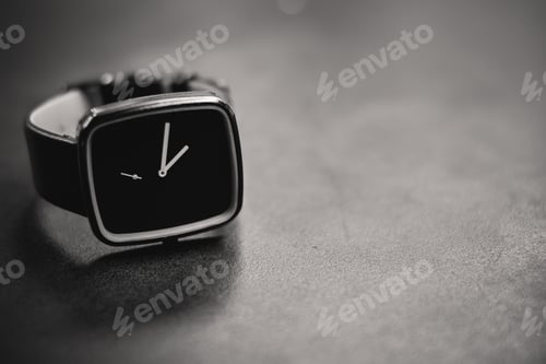 Preview: Gray scale shot of a black watch