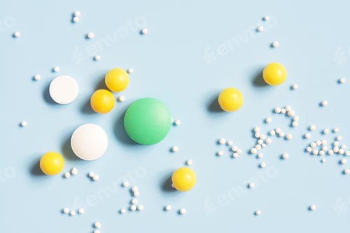 Vista previa: Various Pills on the Blue Background