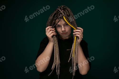 Preview: Woman With Dreadlocks Covering Hair