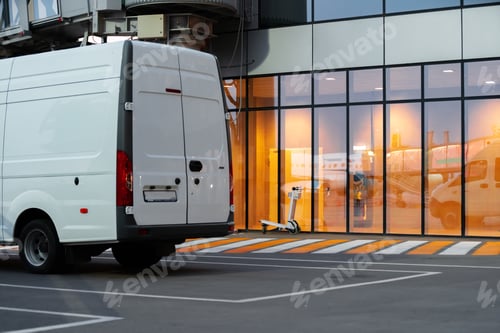 Preview: Service vehicle truck parked near airport terminal building