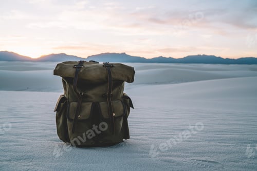 Preview: Travel bag on white sand in national park
