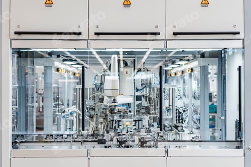 Preview: Intricate machinery inside modern factory, Stuttgart, Germany