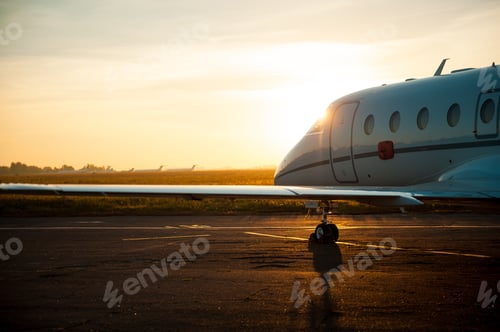 Preview: Taking off. Close-up of airplane taking off from airport