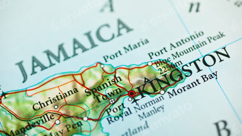 Preview: Jamaica Word Map, Kingston Capital Marked, Creative Text Font