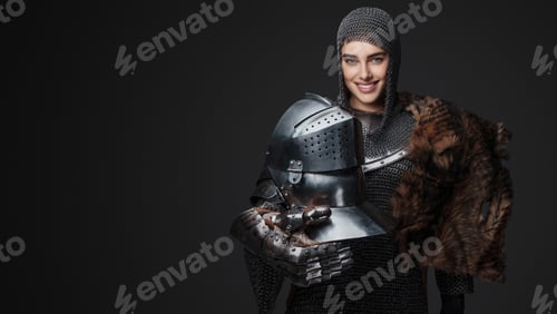 Preview: Stunning portrait of a female knight in medieval armor