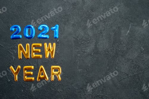 Preview: top view new year writing with on dark background color photo xmas new year