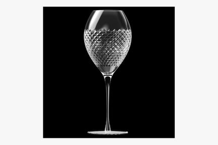 Preview: Crystal Wine Glass with Diamond Cut Design