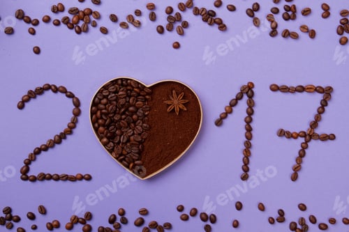Preview: 2017 number created from coffee beans.