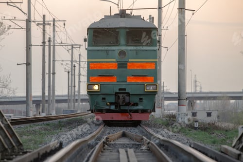 Preview: soviet powerful diesel locomotive on the railroad