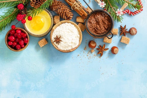 Vista previa: Seasonal baking winter. Ingredients for Christmas baking.