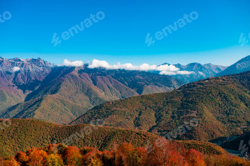 Preview: Caucasus mountains. landscape with a blue sky in the mountains.