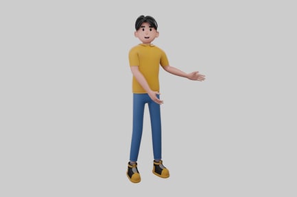 Preview: Friendly cartoon character in t-shirt