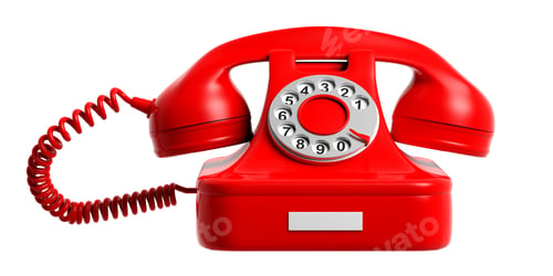Preview: Red vintage telephone isolated cut out on white background.