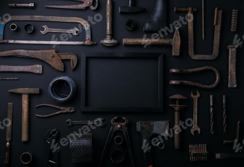 Preview: Fathers day greeting card concept. Flat lay. Copy space.