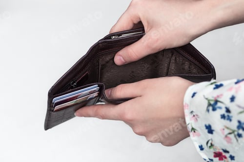 Preview: empty wallet in female hands