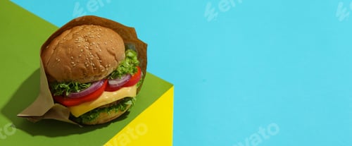 Preview: Concept of tasty food with delicious burger
