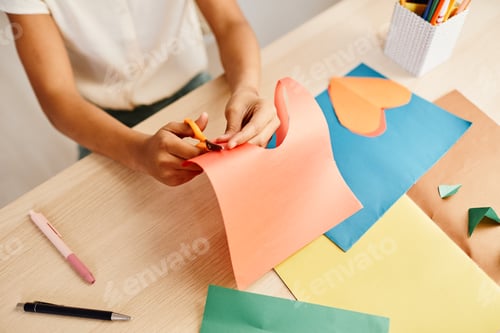 Preview: Girl Making DIY Holiday Card Close Up
