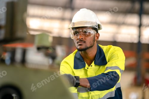 Preview: professional technician engineer working in industrial manufacturing factory, machinery production