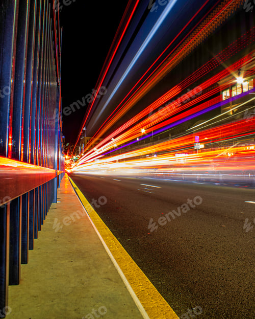 Preview: Photo of night street light of cars