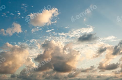Preview: Blue sky with clouds on sunset