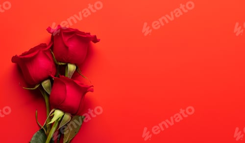 Preview: Three Red Roses on a Red Background