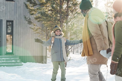 Preview: Happy cute boy looking at his father