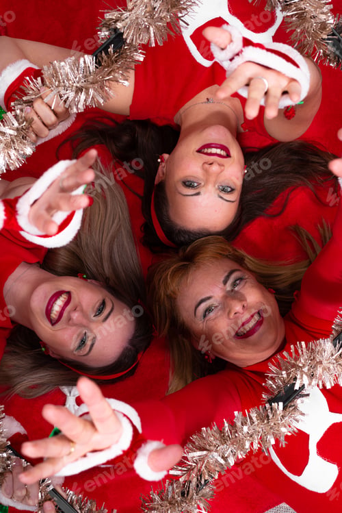 Preview: Portrait of three women with a christmas garland frame