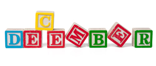 Preview: Colorful alphabet blocks. Word december isolated on white background