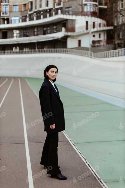 Preview: Image of stylish girl. Fancy girl. Portrait of young professional model. Models on monochrome