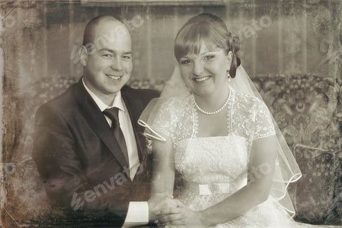 Preview: Bride And Groom Wedding Black And White Portrait Indoors