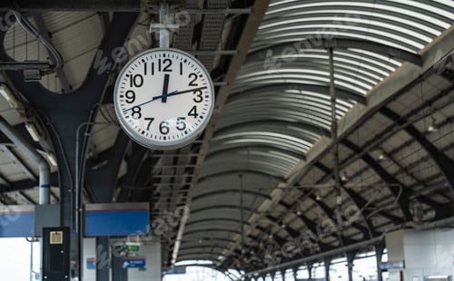 Preview: A white clock of Sky train station to tell the people who use the station to know the goodbye time.