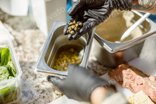 Preview: Carefully preparing gourmet ingredients with precision and attention to detail is essential