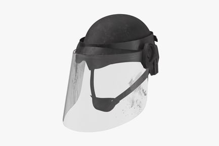 Preview: Worn Riot Helmet with Blood Splatter
