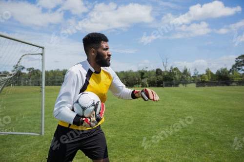 Preview: Goalkeeper ready to throw soccer ball