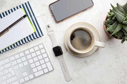 Preview: Flat lay office table desk