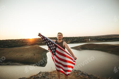 Preview: 4th july, american, flag, adult, man, independence day, sunset, adventure, america, caucasian